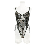 Bikini Fashion Sexy Butterfly Embroidery Slim-Fit Sexy All-Match Jumpsuit for Women