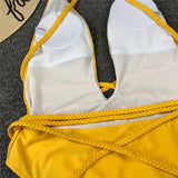 Sexy Deep V Neck Wrap Around Female Swimwear One Piece Swimsuit Women Backless Monokini High Leg Cut Bathing Suit Swim Beachwear