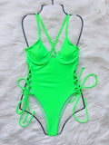 DEKA Underwire Swimwear Women Lace Up One Piece Swimsuit Bandage Female Backless Monokini Bather Bathing Suit Swim Lady