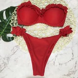 DEKA Bandeau Bikini Women's Sexy Push Up Set Two Piece Swimsuit Floral Bathing Suit Swimwear Summer Beachwear