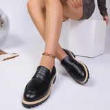 Patent Leather Thick Heels Loafers Women Spring New Mixed Color Med Heel Office Pumps Woman Plus Size 43 Slip On Single Shoes
