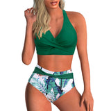 Vintage Hot Pink Gradient Tankini Set 2026 Women Bikini Cross Push Up High Waist Swimsuit Beach Bathing Suit Two Piece Swimwear