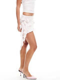Women Summer Skirts Outfits Solid Color Tie-Up Sleeveless Tank Tops Ruffles Mini Skirts 2 Pieces Clothes Sets