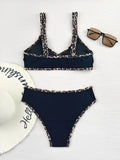 2026 Leopard Bikinis High Waist Swimsuit Women Tie Front Strappy Swimwear Female Beachwear Bathers Bathing Swimming Swim Suit