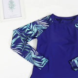 Women Two Pieces Vintage Print Rash Guard Swimwear Long Sleeve Shirt Shorts Surf Top Retro Print Running Shirt Split Swimsuit