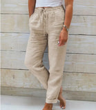 Cotton Linen Summer Pants for Women High Waist Elastic Casual Trousers Streetwear Solid Female Clothes 2026 Loose Pencil Pants