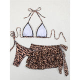 With Skirt Leopard Halter Bikini Female Swimsuit Women Swimwear Frilled Bather Bathing Suit Swim Three-pieces Bikini set K8068