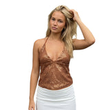 Womens Sequined Camisoles Spaghetti Strap Plunging Neckline Sparkly Camisole Top Summer Crop Tops Stylish Party Tops