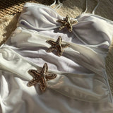 2025 Sexy Cut Out Metal Star Women Swimwear One Piece Swimsuit Female High Leg Cut Monokini Bather Bathing Suit Swim Bodysuit