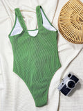 DEKA Solid Green New Ribbed One Piece Swimsuit Women New Monokini Swimwear Bathing Suit Beach Outfits Women's Swim Wear