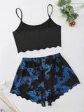 Summer Pajamas Set for Women Nightwear Sexy Dragon Printed Vest Halter Top Shorts Suit Homewear Sleepwear Loungewear