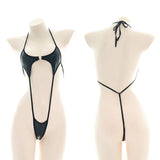 Sexy Jumpsuit patent leather bikini Straps Bandage Bodysuit Beach Girl One-piece Bikini Costume Women Pajamas Lingerie Uniform