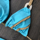 Patchwork Halter High Cut Knitted Bikini Women Swimwear Female Swimsuit Two-pieces Bikini Set Brazilian Bather Bathing Suit Swim