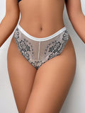 Women's Sexy Flower Embroidered Pattern Triangle Pants Set of 1, Close fitting Underwear Women's Traceless Underwear C2494