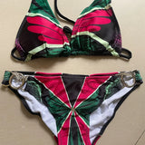 DEKA Print Bikini Set Women's Brazilian Angel Bandage Backless Swimsuit Push Up Swimwear Beachwear Female Bathing Suit Biqini