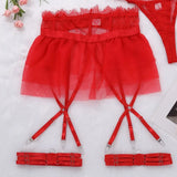Toucheart 4 Piece Set Sexy Lingerie Set Lace Perspective Bra Women Mesh Patchwork Ruffled Skirt Garter Socks Sexy Underwear Suit