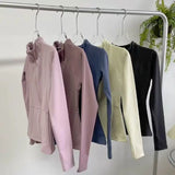 Women's Long-Sleeved Fleece Jacket Slimming Warm Coat for Yoga Pilates Fitness Running - Autumn Winter Sports Outerwear
