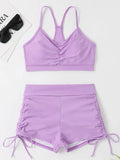 Drawstring Front Shorts Bikinis 2024 High Waist Swimsuit Women Swimwear Female Bathers Bathing Swimming Swim Suit Beachwear