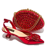 Doershow nice African Shoes And Bag Matching Set With silver Hot Selling Women Italian Shoes And Bag Set For Wedding HGY1-1