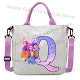 KPop Demon Hunters Canvas Shoulder Bag for Boys Girls Cartoon Letter Printed Crossbody Pouch Students Portable Fashion Handbag