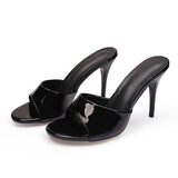 2025 Brand Design Red High Heels Outdoor Slipper Slides Sandals Women Elegant Black Open Toe Summer Nude Mules Shoes Big Size 43