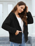 Phantasy Woman Hooded Fleece Coat Womens Casual Jacket Soft Heavy Autumn Winter Solid Hooded Jacket Ladies Outwear Overcoat