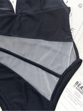 2026 Sexy One Piece Swimsuit Swimwear Women Black Perspective Mesh V-neck One-piece Bathing Suit Beachwear Maillot De Bain Femme