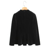 French-style Elegant Stand-up Collar Tie-waist Slim-fit Pleated Long-sleeve Shirt For Women With Waist Lace Cake Skirt QXS5