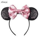 2025 Chic Disney Embroidery Sequin Minnie Ears Headband DOT Bow Hairband Girls Women Party Head Wear Kids DIY Hair Accessories