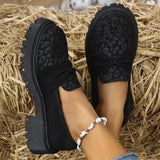 Leopard Faux Suede Loafers Shoes for Women Plus Size Platform Shoes Woman Bowknot Decoration Slip On Casual Shoes Mujer