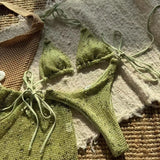 With Fishnet Sarong Skirt Halter Micro Bikini Women Swimwear Female Swimsuit Three-pieces Bikini Set Bathing Suit Swim Beachwear