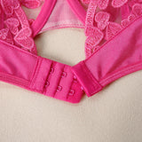 Sexy underwear French ultra-thin embroidered love mesh bra big breasts showing small sexy underwear set