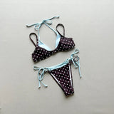 Sexy Orange Polka Dot Print Contrast Micro Bikini 2026 Women Hollow Out Push Up Bra Thong Swimsuit Summer Bathing Suit Swimwear