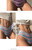 1PC Rainbow Striped Sports Seamless Underwear for Women Mid Waist Letter Belt Breathable Panties Soft Daily Cotton Briefs