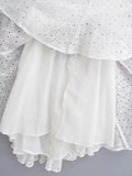 Foridol White Beach Summer Dress Women Backless Cotton Lace Short Autumn Sundress Women Clothing Halter A-line Pleated Dress