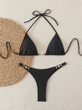 Triangle Halter Thong Bikinis 2026 Women Sexy Swimsuit Solid String Swimwear Female Bathers Bathing Swimming Swim Suit Beachwear