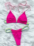 Sexy Mini Micro Thong Neon Bikini Women Brazilian Swimwear Female Swimsuit Two-pieces Bikini set High Cut Bathing Suit Swim Lady