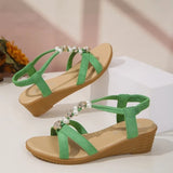New Peep Toe Women Solid Color Wedge Sandals Ankle Buckle Non Slip Gladiator Shoes Woman Fashion Chunky Platform Sandalias Mujer