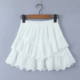 Foridol Summer Off Shoulder White Lace Skirt Set Dress Women Outfits Ruffles Tiered Mini Flower Embriodery Two Pieces Beach Suit