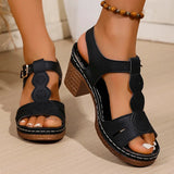 2025 Summer Chunky Heels Sandals for Women Lightweight Plus Size Platform Sandles Woman Thick High Heeled Gladiator Sandalias 43