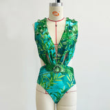 2026 New Elegant Women Swimsuit With Skirt High Waist Swimwear Cover-up Female Skirts Fashion Printed Dress Beachwear