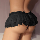 Sexy Crossdress Costume Panty Skirt G-String Thong for Men, Lace Gay Underwear, Mini Bikini Briefs, Ruffled Lace Lingerie