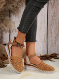 Hollow Fabric Roman Shoes Summer Travel Round Head Wedge Toe Fashion Sandals Comfortable Thick-sole Women's Shoes 2026