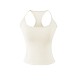 Early Spring New Style Hot Girl Pure Desire Sexy U-Neck Chest Pad Elastic Base Tank Solid Color Backless Sleeveless Top 6JYN