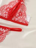 Floral Lace Sexy Lingerie Bow Open Split Cup Intimates Bra And Thongs Sets Crotchless Naughty Porn Sex Outfit Women's Underwear