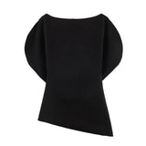 Women's Fashionable Elegant Versatile Puff Sleeve Top Women Boat Neck Puff Sleeve Hem Blouse Solid Color Slim Fit Top ASH4