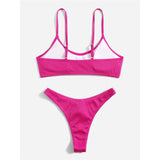 Ribbed High Leg Cut Bikini Female Swimsuit Women Swimwear Two-Pieces Bikini Set Brazilian Padded Bather Bathing Suit Swim V7126