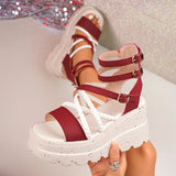 Cross Band Chunky Platform Sandals Women 2025 Summer Thick Sole Wedges Rome Sandles Woman Super High Heel Gladiator Sandalias 43