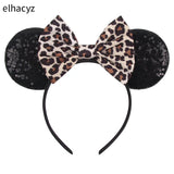 2025 Chic Disney Embroidery Sequin Minnie Ears Headband DOT Bow Hairband Girls Women Party Head Wear Kids DIY Hair Accessories