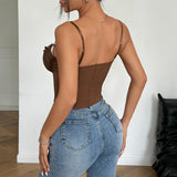 Phantasy Fashion Laec Balck Crop Top Women French Style Pink Bow Strap Tanks Lady Elegant Party Fishbone Camisole Summer Outfit